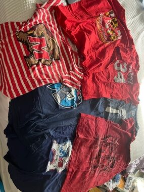 Mixed Graphic Tee Lot (7) - Red & Navy Designs